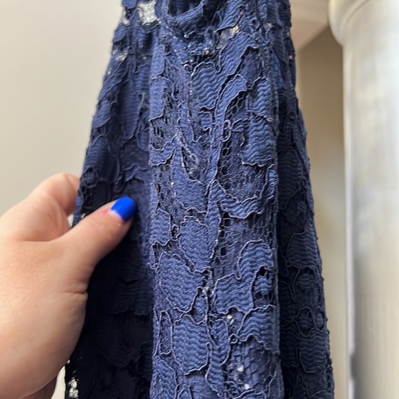 David’s Bridal lace dress w long mesh skirt in marine - Picture 5 of 5